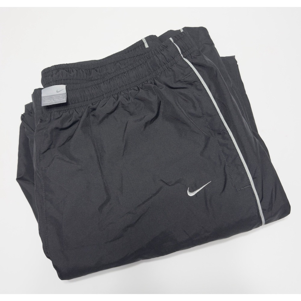 VTG Y2K Nike Gray Tag Mens Baggy Track Pants Lined XL Black Ankle Zip Parachute